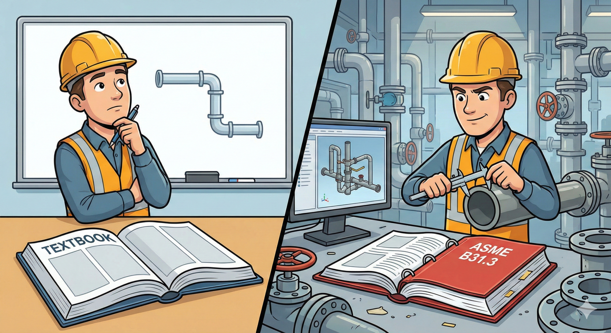 You are currently viewing 🏗️ เจาะลึกการคำนวณ Pipe Wall Thickness: ความเหมือนที่แตกต่างระหว่าง ASME B31.3 และ Textbook